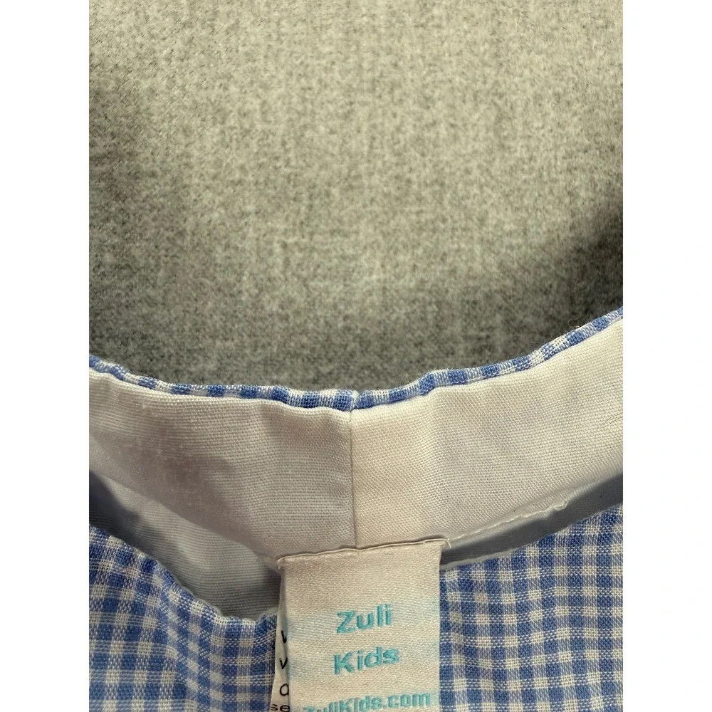 Zuli Kids Baby Boy 1st Birthday Farm Animal Gingham Jon Jon Romper‎ Blue 18M